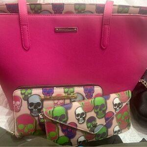 Michael Kors Pink Shoulder Bag with Skull Design